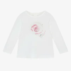 Chloé Girls White Cotton Spiral Print Top Outlet