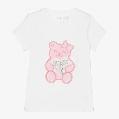 Guess Girls White Cotton Teddy Bear T-Shirt Hot