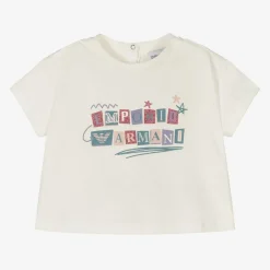 Emporio Armani Girls White Cotton T-Shirt Sale