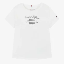 Tommy Hilfiger Girls White Cotton T-Shirt Sale