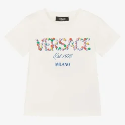 Versace Girls White Cotton T-Shirt Online