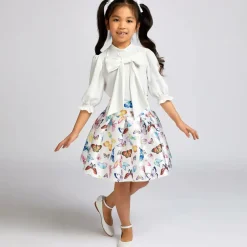 Childrensalon Occasions Girls White Crêpe Bow Blouse Clearance