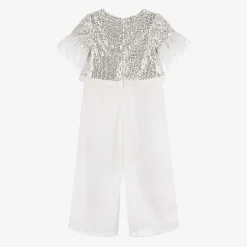 Patachou Girls White Crêpe Chiffon Jumpsuit Outlet