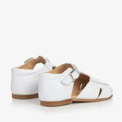 Beatrice amp; George Girls White Embroidered Floral Leather Shoes Discount