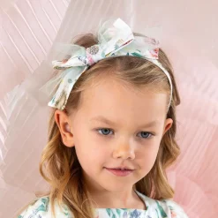 Patachou Girls White Floral Bow Hairband