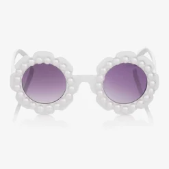 Angels Face Girls White Floral Pearl Sunglasses Discount