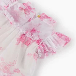 Angels Face Girls White Floral Tulle Dress Begonia Best