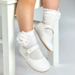 Story Loris Girls White Flower Cotton Socks Hot