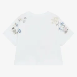 Givenchy Girls White Flower Print Cotton T-Shirt New