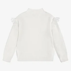 Boboli Girls White Knitted Cable Jumper Hot