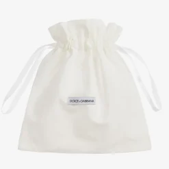 Dolce amp; Gabbana Girls White Leather & Mesh Slingback Pumps New