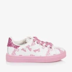 Monnalisa Girls White Leather Barbie Trainers Best