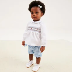 Childrens Classics Girls White Leather Bow Shoes Sale