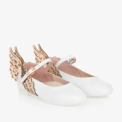 Sophia Webster Mini Girls White Leather Butterfly Pumps