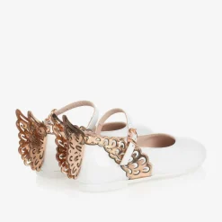 Sophia Webster Mini Girls White Leather Butterfly Pumps