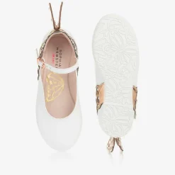 Sophia Webster Mini Girls White Leather Butterfly Pumps