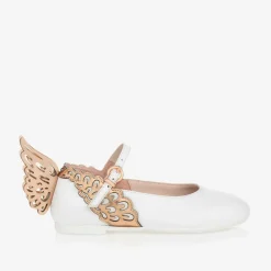 Sophia Webster Mini Girls White Leather Butterfly Pumps