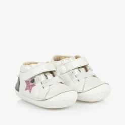 Old Soles Girls White Leather First Walker Shoes Clearance