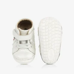 Old Soles Girls White Leather First Walker Shoes Clearance