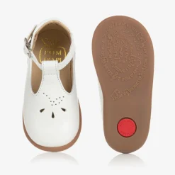 Pom dApi Girls White Leather First Walker Shoes Clearance
