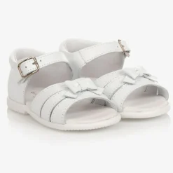 Childrens Classics Girls White Leather Sandals Outlet