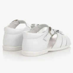 Childrens Classics Girls White Leather Sandals Outlet