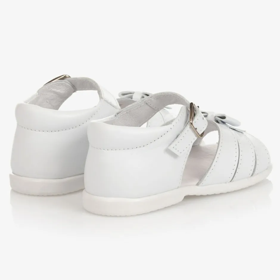 Childrens Classics Girls White Leather Sandals Outlet