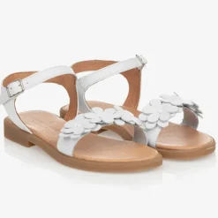 Childrens Classics Girls White Leather Sandals