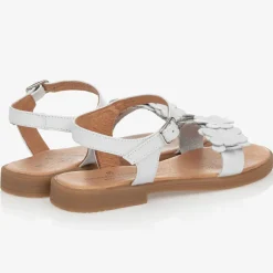 Childrens Classics Girls White Leather Sandals