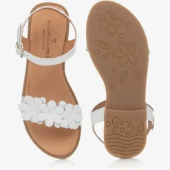 Childrens Classics Girls White Leather Sandals