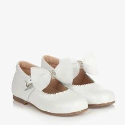 Childrens Classics Girls White Leather Shoes Discount