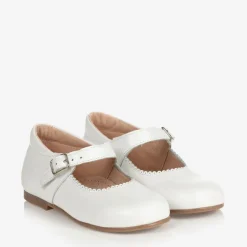 Childrens Classics Girls White Leather Shoes Discount