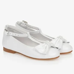 Childrens Classics Girls White Leather Shoes Outlet