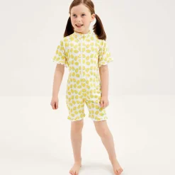 Mitty James Girls White Lemon Sun Suit (UPF 50+) Hot