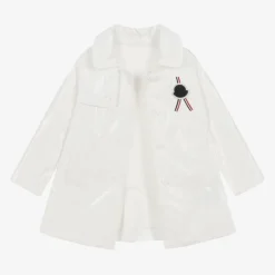 Moncler Enfant Girls White Logo Raincoat Hot
