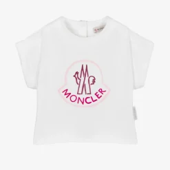Moncler Enfant Girls White Logo T-Shirt Online