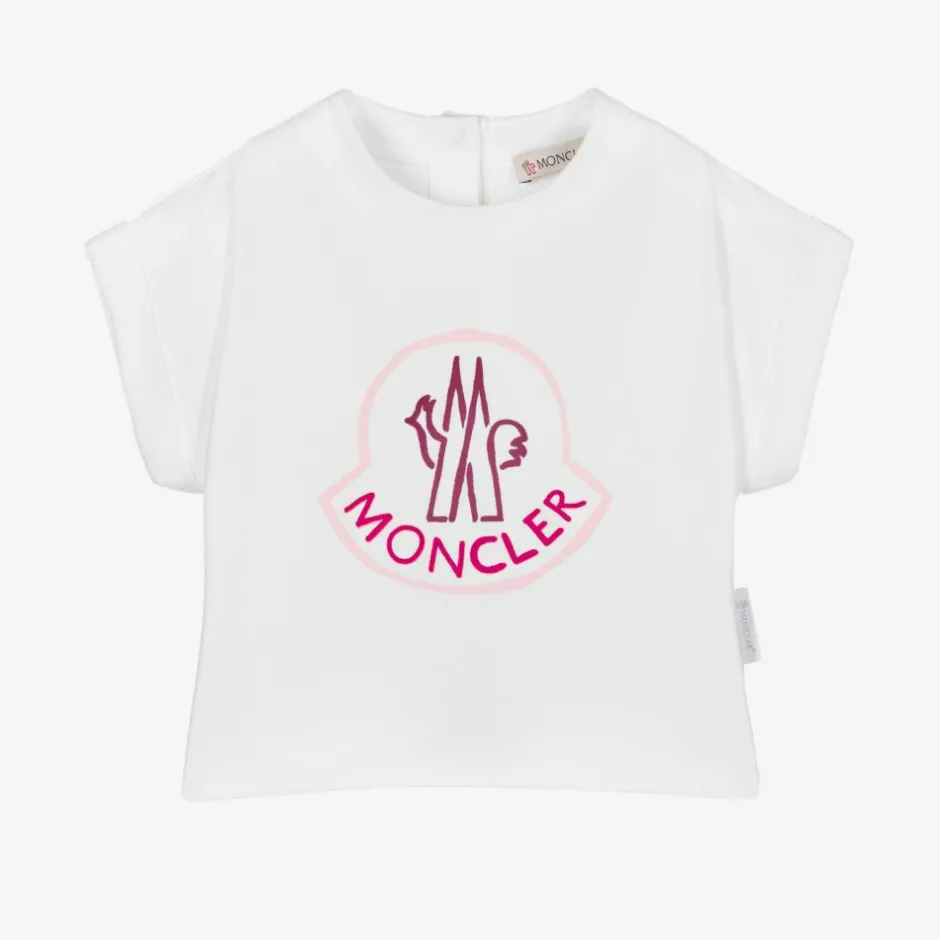Moncler Enfant Girls White Logo T-Shirt Online