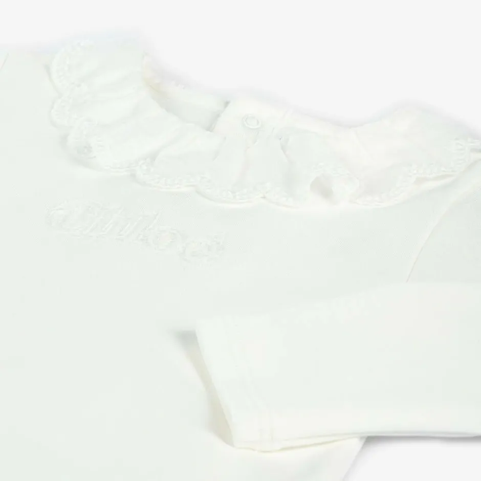 Chloé Girls White Organic Cotton Babysuit Gift Set Discount