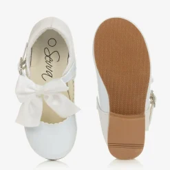 Sevva Girls White Patent Faux Leather Bow Shoes Best