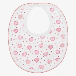 Kissy Kissy Girls White Pima Cotton Heartfelt Hearts Bib Clearance