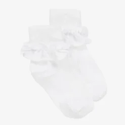 Country Kids Girls White Ruffle Cotton Socks Outlet