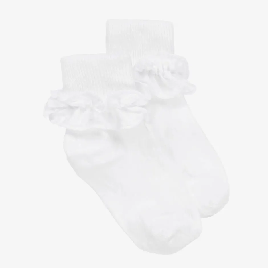 Country Kids Girls White Ruffle Cotton Socks Outlet