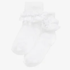 Country Kids Girls White Ruffle Cotton Socks Outlet