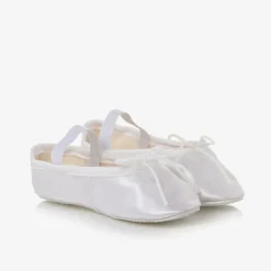 Katz Girls White Satin Ballet Shoes Online