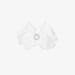 Bowtique London Girls Satin Bow Hair Clip (10cm) White Sale