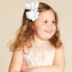 Bowtique London Girls Satin Bow Hair Clip (10cm) White Sale
