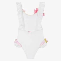 Selini Action Girls White Sequin & Floral Swimsuit Discount