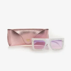 Angels Face Girls White Square Sunglasses (UV400) Clearance