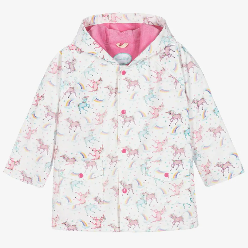Powell Craft Girls White Unicorn Print Raincoat Best