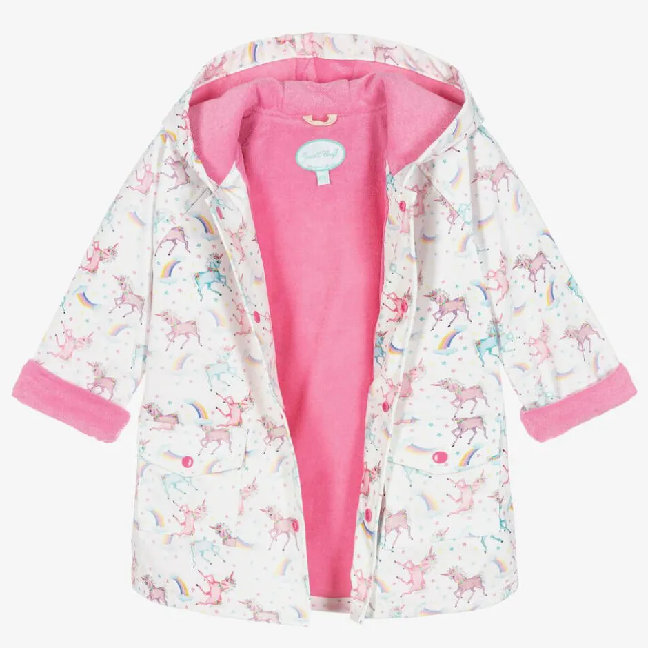 Powell Craft Girls White Unicorn Print Raincoat Best